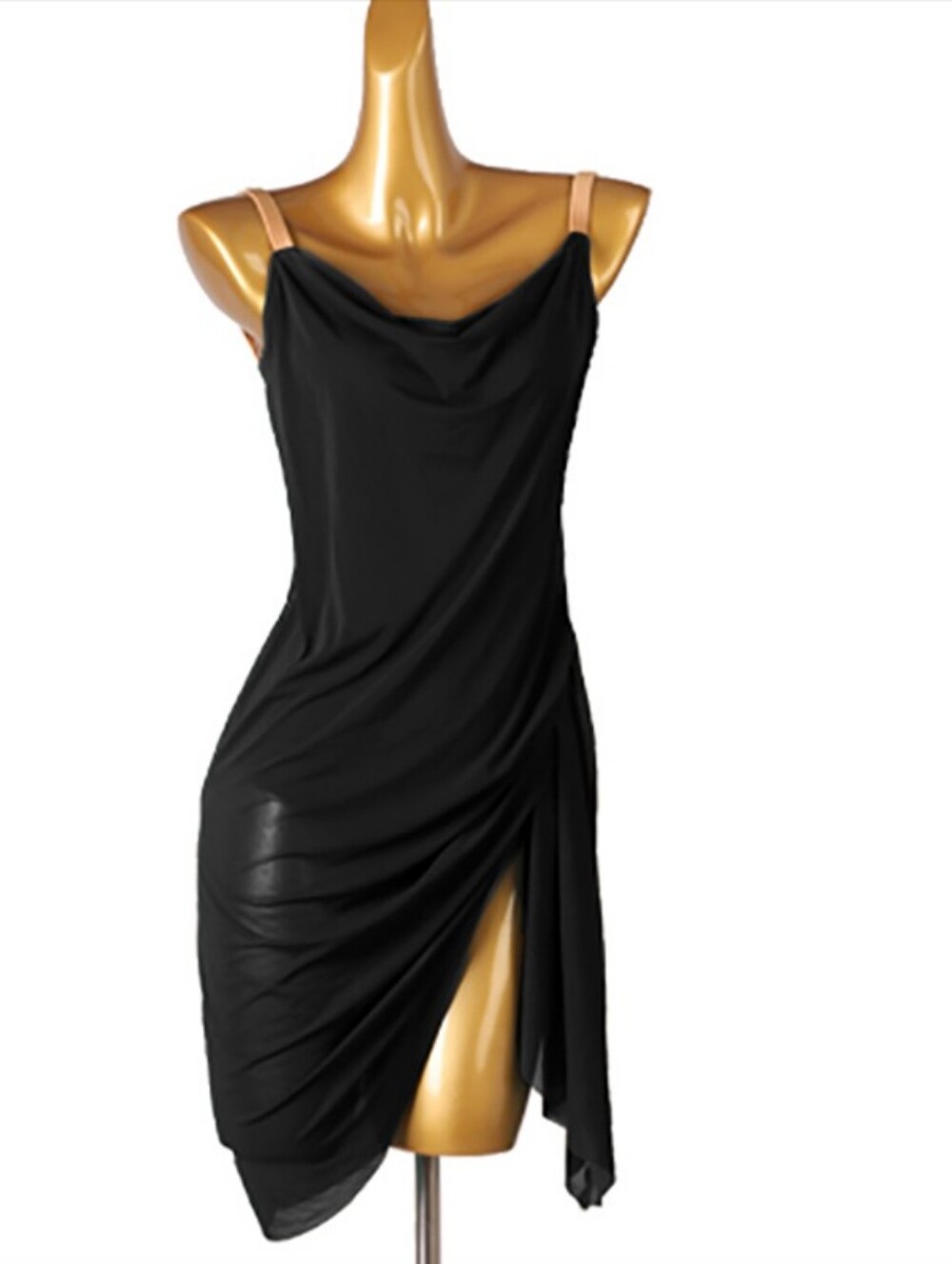 Black Draped Mini Slip Dress